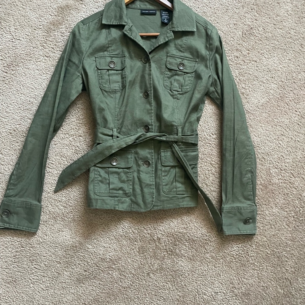 New York & Company Olive Utility Jacket with Belt